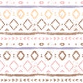 Pastel colored pink geometric aztec aged grunge ethnic seamless pattern, vector