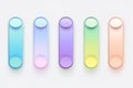 Pastel colored rainbow gradient buttons in a row on a light background