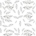 Pastel-colored seamless feather pattern. Seamless background with feathers of bird. Royalty Free Stock Photo