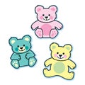 Pastel colored stuffed baby teddy bears blue pink yellow
