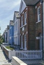 Pastel-colored terraced houses on White Hart Lane in Barnes, London Royalty Free Stock Photo