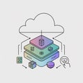 Pastel Colored Tiered Data Architecture Vector Illustration Featuring Cloud Computing Network Server Database Icons User Interface Royalty Free Stock Photo