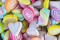 Pastel and colorfu of marshmallow and gummy candy background. Royalty Free Stock Photo