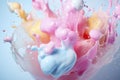 Pastel colorful milk explosion. Generative AI