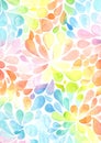Pastel colorful petal flower watercolor background.