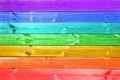 Pastel colorful rainbow painted wood background, gay flag concept Royalty Free Stock Photo