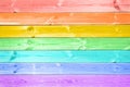 Pastel colorful rainbow painted wood planks