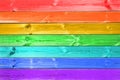 Pastel colorful rainbow painted wood planks background, lgbt concept Royalty Free Stock Photo