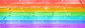 Pastel colorful rainbow painted wood planks panoramic background. Rainbow flag LGBTQ pride web banner Royalty Free Stock Photo