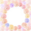 pastel colorful rose watercolor with space circle