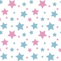 pastel colorful star pink blue on white background pattern seamless vector