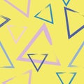 Pastel colorful triangles on the yellow background. Seamless geometric pattern. Abstract background with triangles Royalty Free Stock Photo