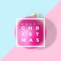 Pastel Colors Gentle Christmas Greeting Card, Poster, Banner or Party Invitation. Vector Realistic Xmas Ball with Soft Royalty Free Stock Photo