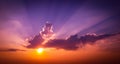 Pastel colors of Majestic real sky with sun - Panoramic Sunrise Sundown Sanset Sky with colorful clouds. Large panorama Royalty Free Stock Photo