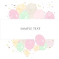 Pastel colour ballons greeting with confetti vector