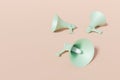 Pastel colour moutpiece loudspeakers, 3d rendering.