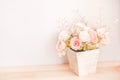Pastel Coloured Artificial Pink Rose Wedding Bridal Bouquet in f Royalty Free Stock Photo