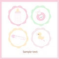 Pastel coloured baby girl icon set vector greeting card Royalty Free Stock Photo