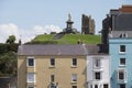 Colourful houses and Prince Albert monument in Tenby, South Wales