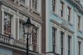 Pastel coloured terraced houses in Primrose Hill, London, UK