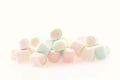 Pastel colourful marshmallows isolated in white background