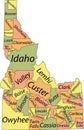 Pastel counties map of Idaho, USA