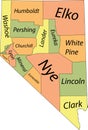 Pastel counties map of Nevada, USA