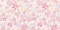 Pastel creative groovy flowers seamless pattern on a light background. Vector hand drawn sketch. Abstract ditsy floral printing. Royalty Free Stock Photo