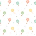 Pastel cute lollipop seamless pattern background illustration