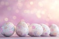 Pastel 3D Easter Eggs with Floral Patterns on Soft Gradient Background Royalty Free Stock Photo