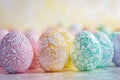 Pastel 3D Easter Eggs with Floral Patterns on Soft Gradient Background Royalty Free Stock Photo