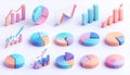 Pastel 3D Isometric Data Visualization Charts Collection Royalty Free Stock Photo