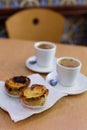 Pastel de nata and coffee