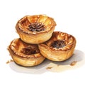 Pastel de nata on white background, Generative AI