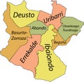 Pastel districts map of Bilbao, Spain