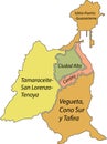 Pastel districts map of Las Palmas, Spain