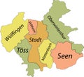 Pastel districts map of Winterthur, Switzerland Royalty Free Stock Photo