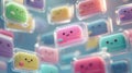 Pastel doodle tech panels with kawaii interface elements Royalty Free Stock Photo