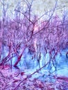 Pastel Dream Plants in Swamp Background Painting
