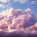 Pastel dreams Cumulus clouds create a tranquil pink purple cloudscape