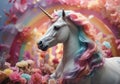Pastel Dreams: Majestic Unicorn in Soft Rainbow Surroundings