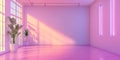 Pastel Dreamscape Interior: A Harmonious Blend of Pink and Blue Hues in a Light-Filled, Modern Space Royalty Free Stock Photo