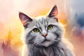 pastel dreamy fluffy cat artwork. ai generated