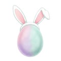 Pastel Easter Egg with Bunny Ears Illustration on White Background Royalty Free Stock Photo