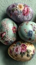 Pastel Easter Egg Floral Pattern on Light Green Background Royalty Free Stock Photo