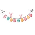 Pastel Easter Egg Garland with Bunnies Royalty Free Stock Photo