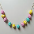 Pastel Easter Egg Garland on White Background Royalty Free Stock Photo