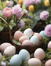 A Pastel Easter Egg Hunt Amidst the Vibrant Garden Blooms.