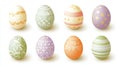 Pastel Easter Egg Symbols in Simple Style, Decorative Elements with Soft Shadows on White Background Royalty Free Stock Photo