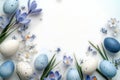 Pastel Easter Eggs and Crocus Flowers: A Springtime Celebration Royalty Free Stock Photo